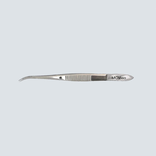 Pinza Punta curva dentada 12x1 mm. Longitud 10