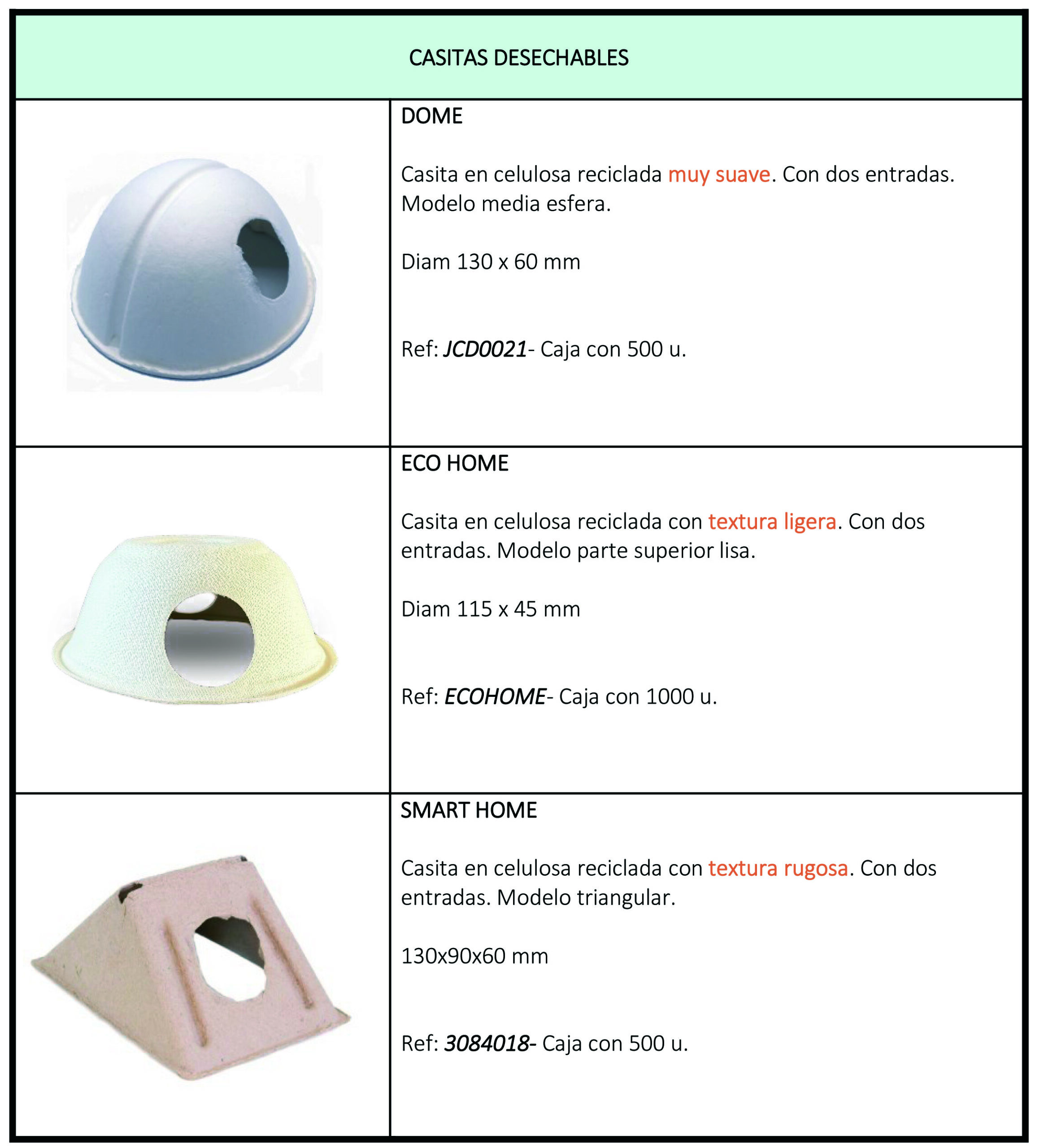 Tabal contenido PP casitas raton DESECHABLE
