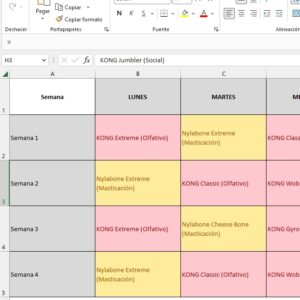 SEMANA TIPO Y ROTACION DE ENRIQUECIMIENTO PARA PERRO